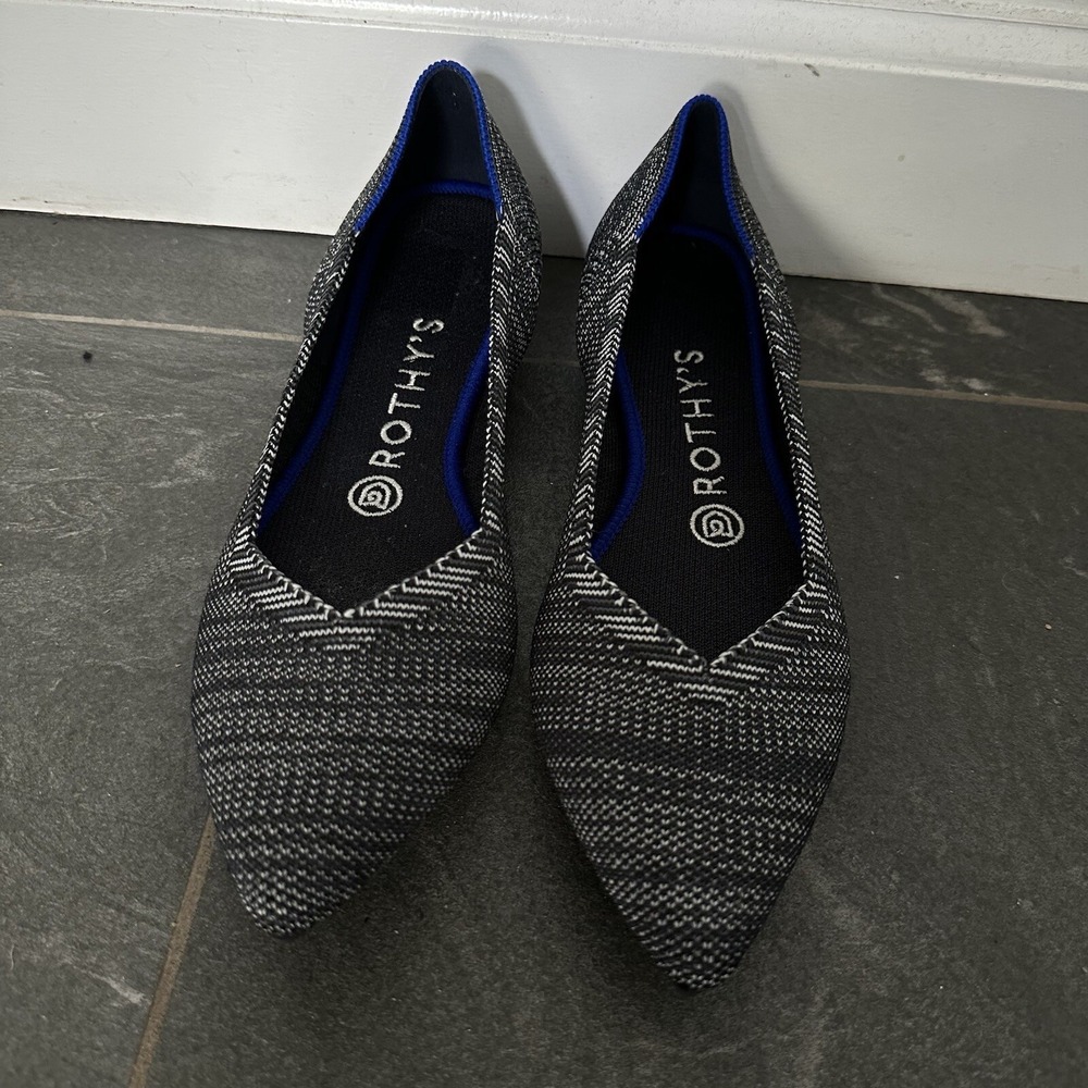 Rothy's The Point Granite Heather Slip Comfort Flats Womens Sz 8 Minimalist Chic - Picture 3 of 4